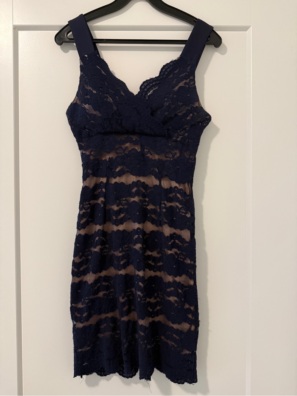 Navy Floral Lace Bodycon Dress